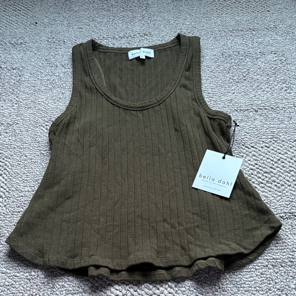 Bella Dahl Forest Green Ribbed Tank Top